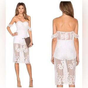 Lovers + Friends x Revolve Breathless White Lace Midi Dress size small